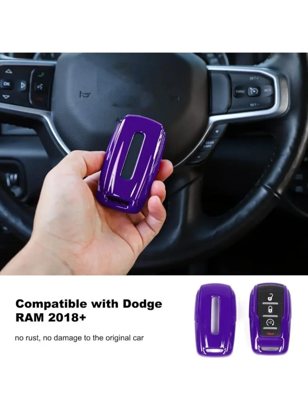 Stylish Purple Key Fob Case Cover & Holder - Protection Shell for Dodge RAM